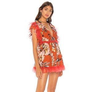 Tularosa Floral Mini Dress in Red and Pink